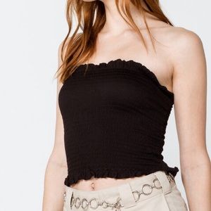 Showpo Black Ruffle Tube Top